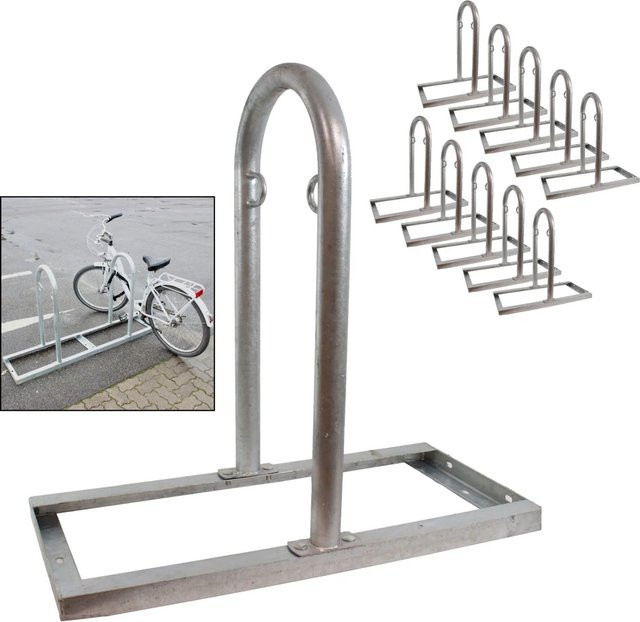 TRUTZHOLM 10er Set Fahrradanlehnbügel Typ U aus feuerverzinktem Stahl in Silber, H x B x T: 90 x 84 x 4,9 cm - Bild 1