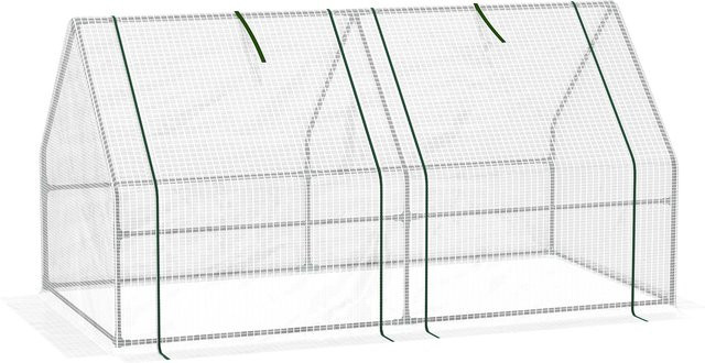 Outsunny Mini Gewächshaus Foliengewächshaus mit 2 Rollfenstern aus PE Folie für Garten und Balkon, H x B x T: 90 x 180 x 90 cm - Bild 1