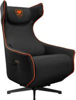 COUGAR Magus Gaming-Sofa Hybrid in Schwarz-Orange mit motorisierter Liegefunktion und Armlehnen aus Leinenimitat - Bild 1