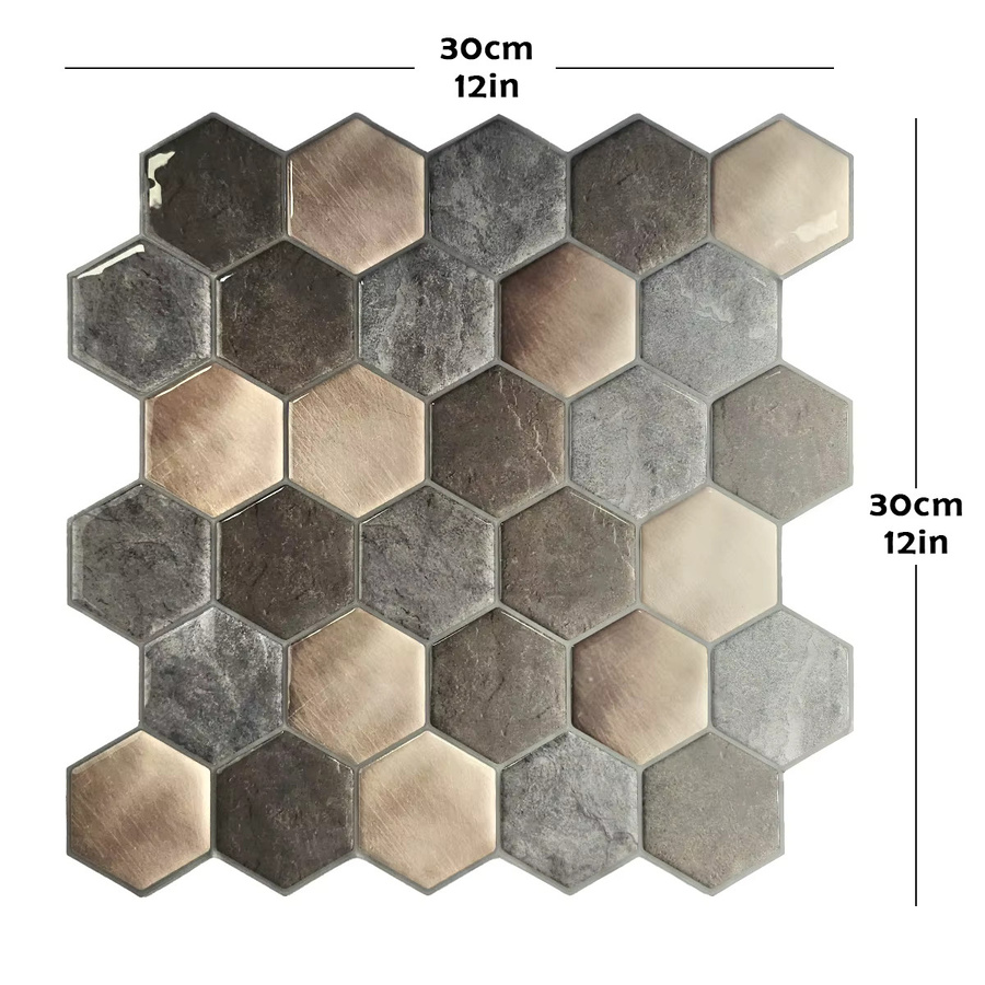 10 Stück selbstklebende 3D-Wandpaneele in Gold mit sechseckigem Steineffekt für dein Wohnzimmer - Bild 2