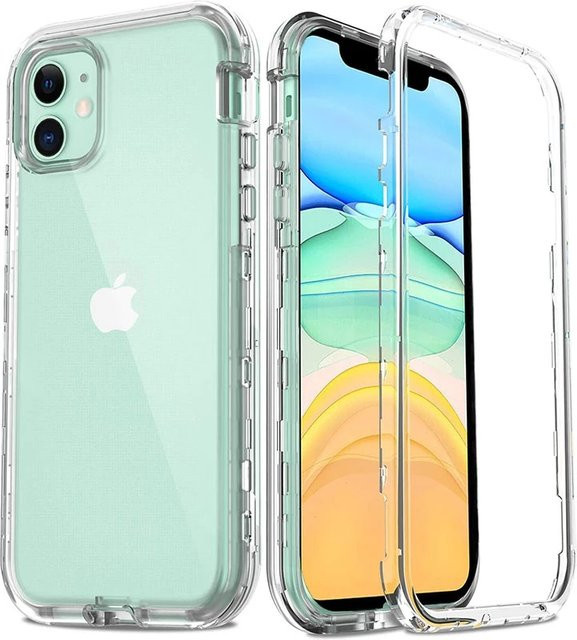 360 Grad Vollschutz Handyhülle für iPhone 17 16 15 14 13 12 11 Pro Max Air Mini XS XR SE 8 7 6 Plus in Transparent - Bild 1