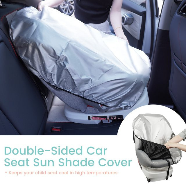 momo&dudu Baby Autositz Sonnenschutz Abdeckung in Silber und Schwarz als universelles Reisezubehör zum UV- und Wärmeschutz - Bild 1