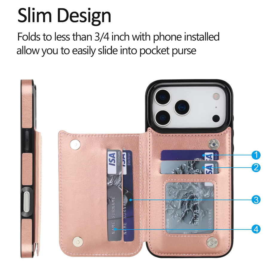 Brieftasche mit Kartenhalter aus PU-Leder für Apple iPhone 17 Air 16 Pro Max 15 14 13 12 11 8 7 6 in Rot - Bild 1