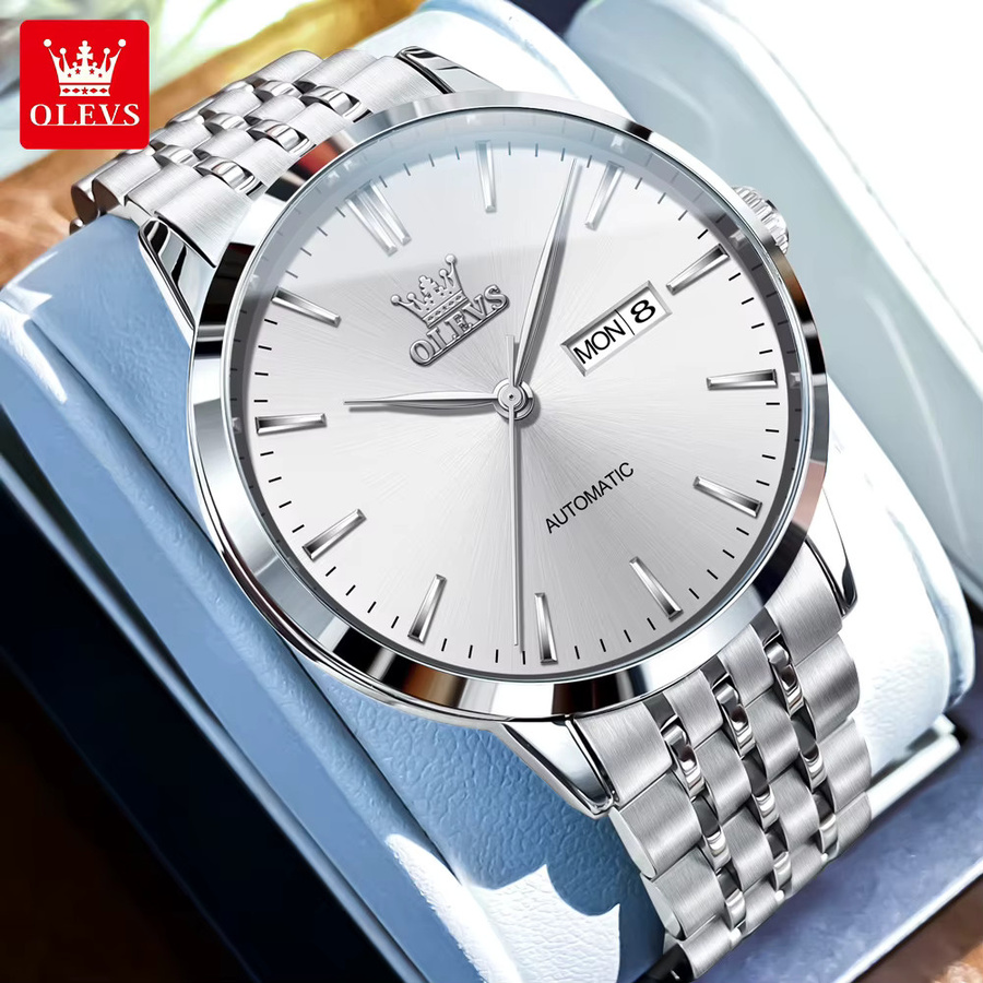 OLEVS Armbanduhr, Automatik, Edelstahl, Silber, Herren - Bild 4