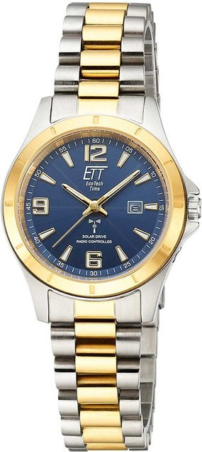 ETT Damenuhr Solar-Funk, Edelstahl, Blau, 32 mm - Bild 1