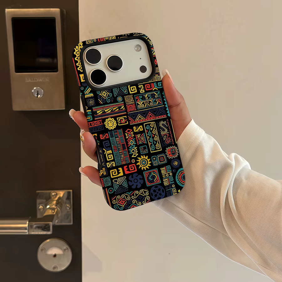 Potdemiel Azteken-Tribal Handyhülle für iPhone 17 16 15 14 13 Pro Max Plus, magnetisch, Multicolor - Bild 4