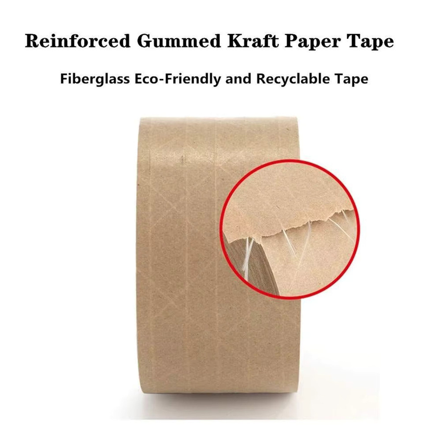 Selbstklebendes und wasserdichtes Kraftpapierband in Braun, 30 m Rolle, verstärktes gummiertes Verpackungsband für Autolackierarbeiten und Verpackungen - Bild 5