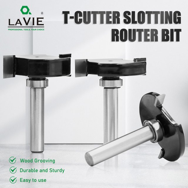 LAVIE T-Nut-Fräser mit Lager und Doppelkanten für Holz, 8-mm-Schaft, Silber, C08318FX4 - Bild 1