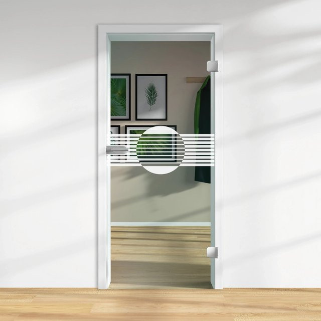 Skyscope Glasdrehtür ESG Floatglas mit Lasermattierung, transparent, DIN Rechts, H x B x T: 197,2 x 83,4 x 0,8 cm - Bild 1