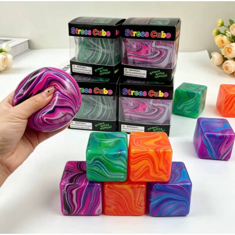 Schylling Sensorischer Stressabbau-Spielzeugwürfel, gefüllt mit Gel, dehnbarer Ball, Soft-Ice-Blindbox, langsam zurückfedernd - Bild 2