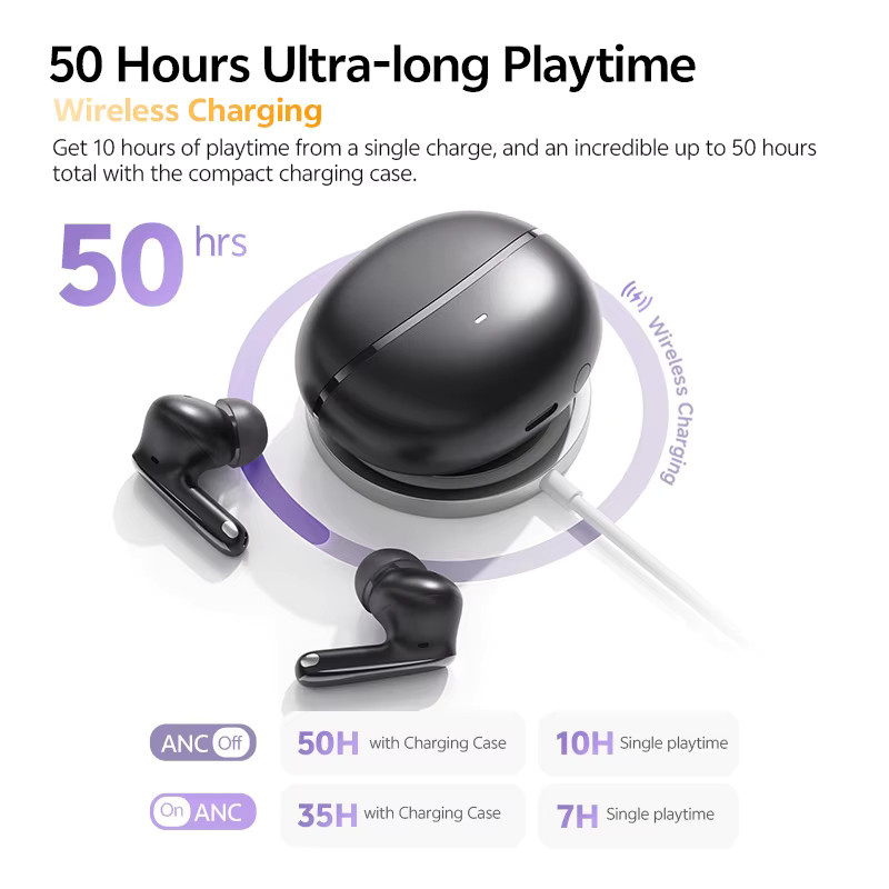 QCY MeloBuds N70 Adaptive ANC Wireless Earbuds in Gold mit Bluetooth 6.0, LDAC Hi-Res Audio, 6 Mikrofonen, Wireless Charging und IPX5 Schutz - Bild 6