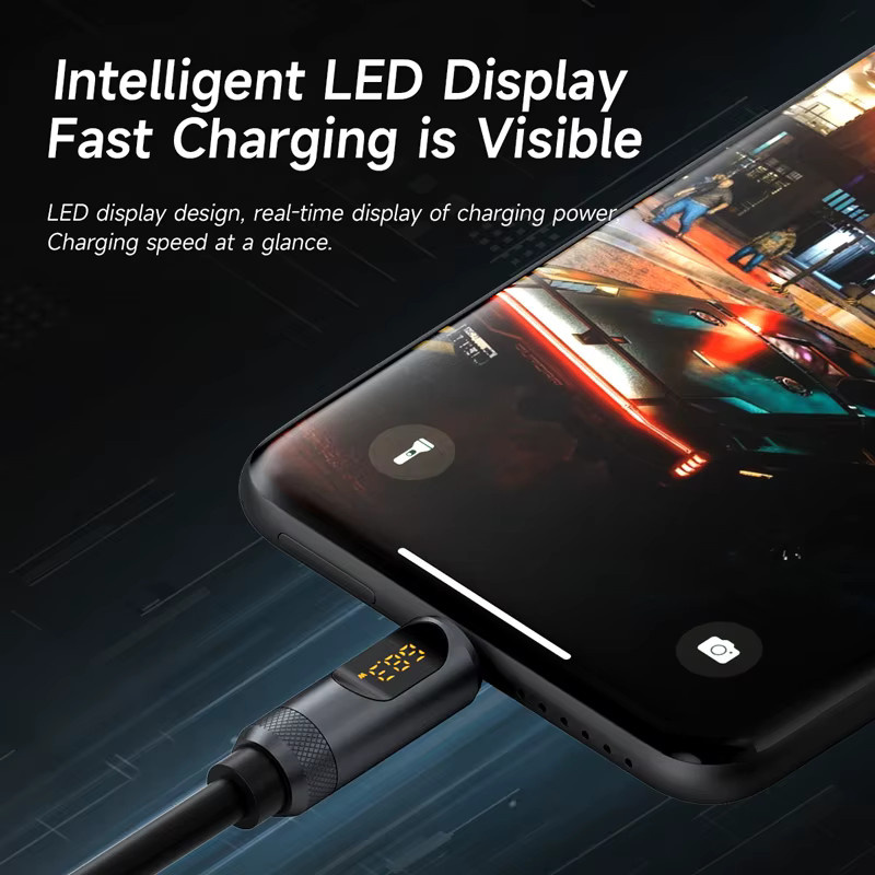 Hagibis USB-C auf USB-C Schnellladekabel mit LED-Anzeige, PD 240 W Silikon-Ladekabel für MacBook Pro Air und iPhone 17, Schwarz/Silber - Bild 2