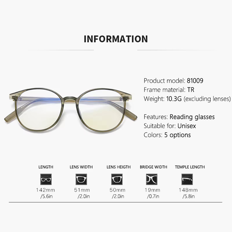 Lesebrille, Vollrand, Rund, Unisex, farbwechselnd, Anti-Blaulicht - Bild 2