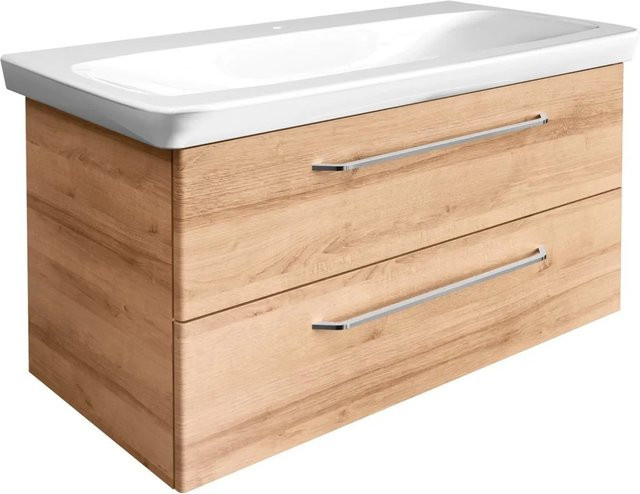 Fackelmann Waschtischunterschrank Milano in Eiche braun, B/H/T: 100 x 49,2 x 47,6 cm - Bild 1