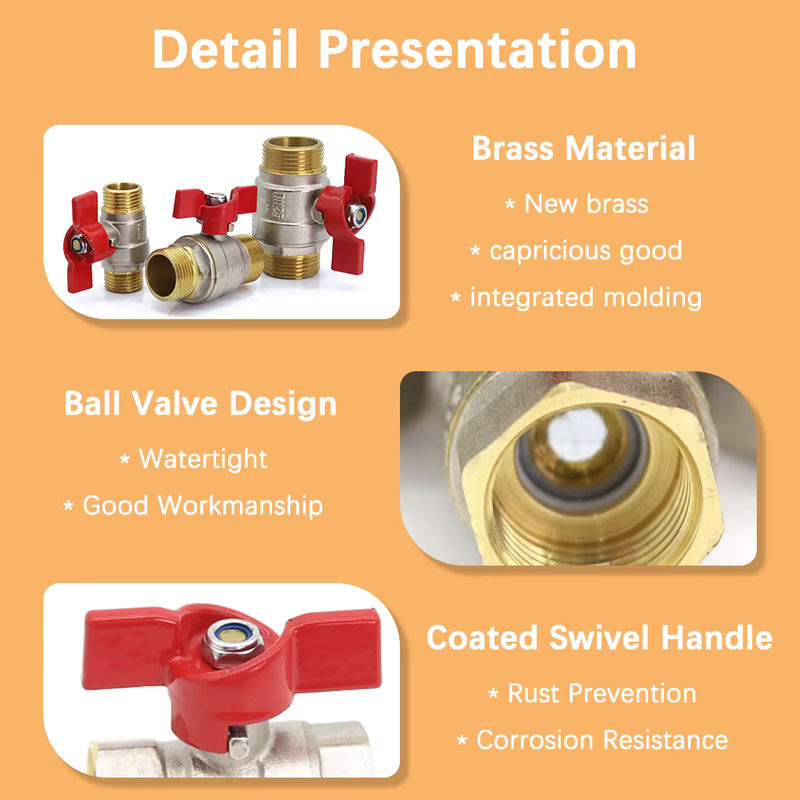 MUCIAKIE Messing und Kupfer Kugelhahn Fitting Adapter Set in Gold für Gartenbewässerung mit 1/2", 3/4" und 1" Anschlüssen - Bild 4