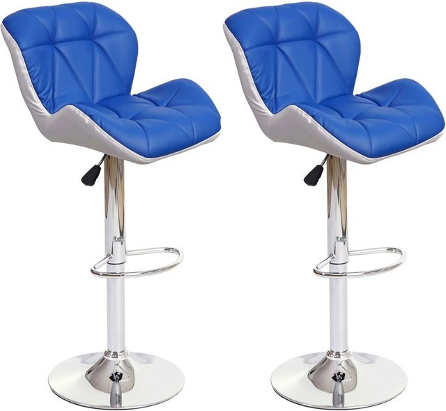 PROREGAL 2er-Set Barhocker mit Lehne aus Kunstleder in Blau, höhenverstellbar und drehbar, Sitzhöhe: 62-83 cm - Bild 1