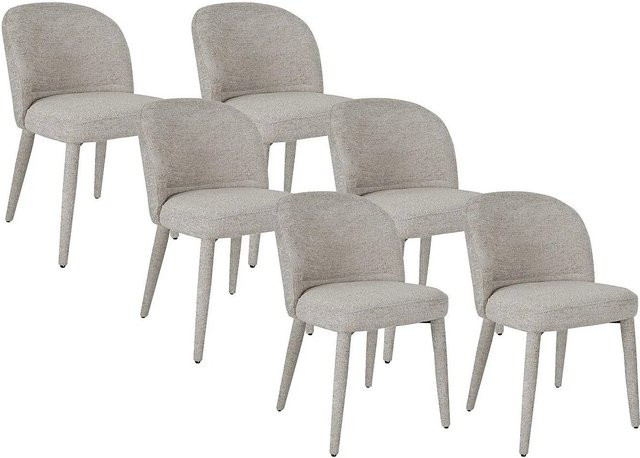 Muklea Stuhl aus texturiertem Stoff in Beige, B/T/H: 49,5 x 50 x 82 cm - Bild 1