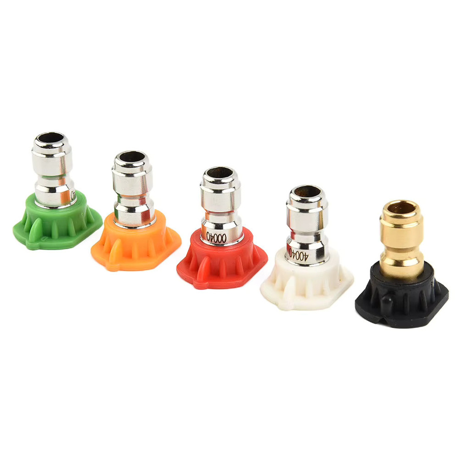 VIBRATITE 5-teiliges Set Garten-Hochdruckreiniger Sprühdüsen mit 1/4 Zoll Schnellanschluss, Multicolor, 0 15 25 40 Grad mit Seifendüse - Bild 1