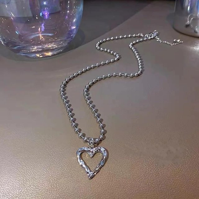Halskette Edelstahl, Silber, Zirkonia, Herz Kreuz Quaste, Damen - Bild 1