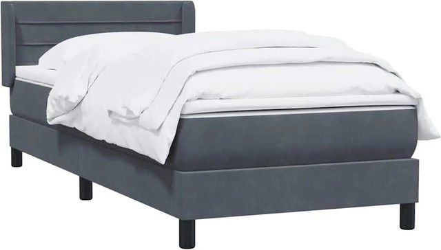 vidaXL Boxspringbett mit Matratze in Dunkelgrau aus Samt, Hybridbett mit Taschenfederkern, B/T/H: 80 x 210 x 83 cm - Bild 1