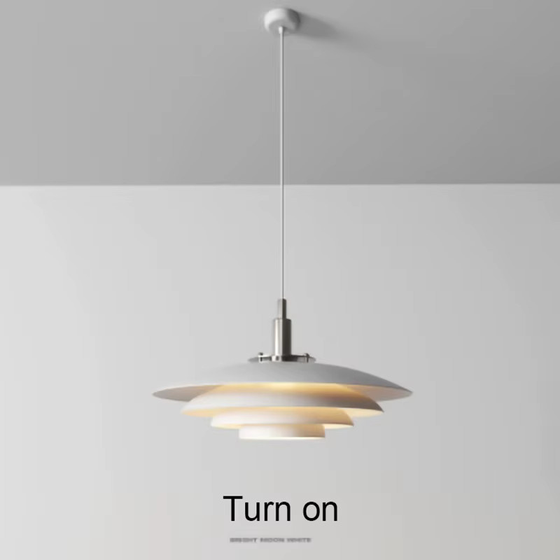 BANMENG Nordische E27 LED-Pendelleuchte aus Metall in Weiß für Wohnzimmer, Schlafzimmer und Esszimmer - Bild 6