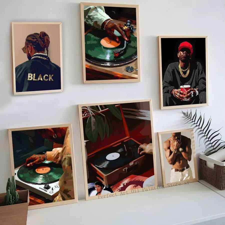 Kunstposter Hip Hop Musik Mode Schwarze Frauen Portrait in Schwarz - Bild 3