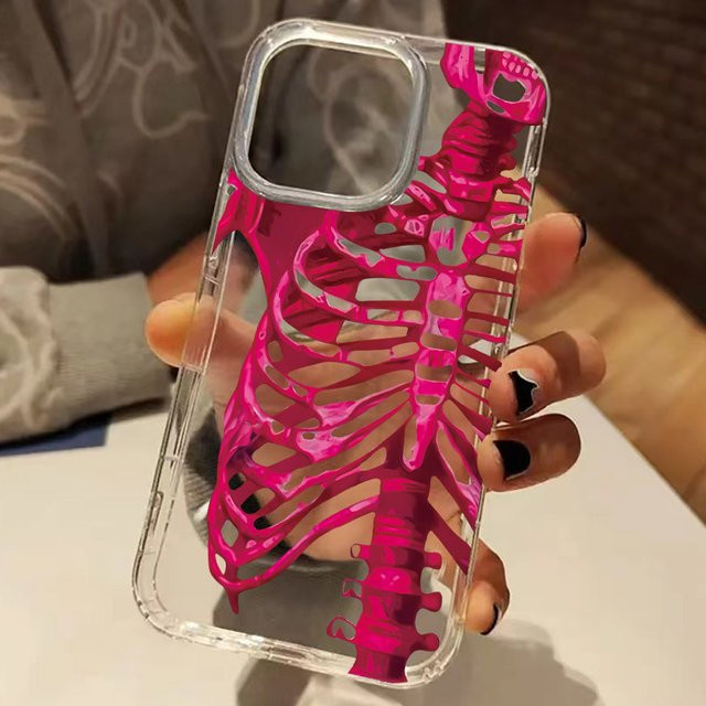 Transparente Silikon-Softcover-Hülle mit Skelett-Muster für Apple iPhone 17 16 15 14 13 12 11 Pro Max Plus X XR XS - Bild 1