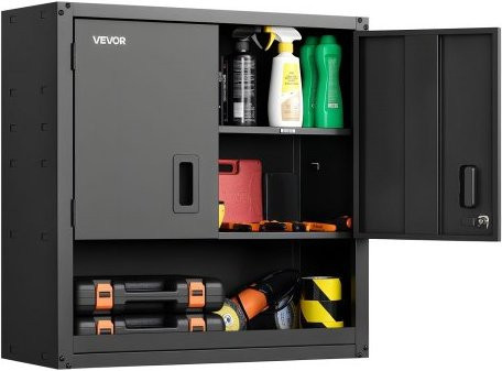VEVOR Hängeschrank Werkstatt aus Stahl in Schwarz mit abschließbaren Türen und verstellbarem Regal, Wandhängeschrank für Garage und Lager, B/T/H: 76,2 x 30,5 x 76,2 cm - Bild 1