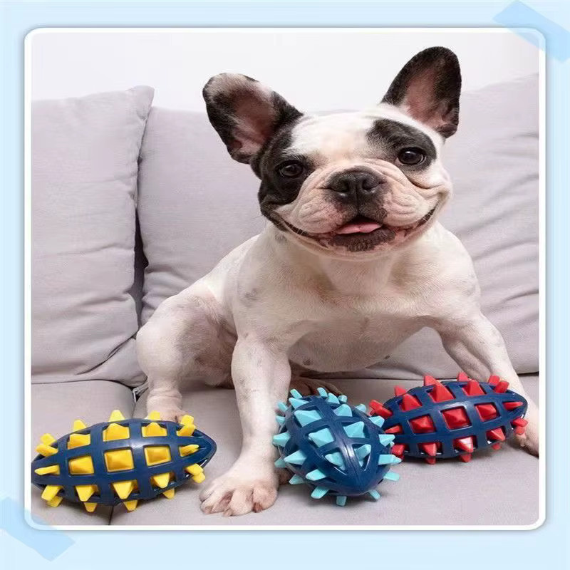 Qzee Hunde-Gummi-Rugby-Ball, Quetschspielzeug mit Geräuschen - Bild 5
