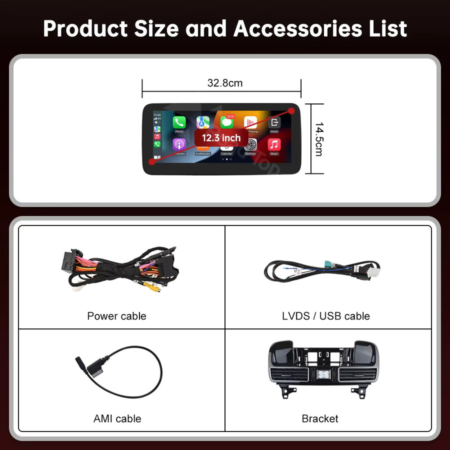 Road Top Kabelloses CarPlay und Android Auto Multimedia Display-System mit Linux NTG4.5 für Mercedes-Benz ML GL W166 X166 (2012-2015), 12,3 Zoll, Schwarz - Bild 5
