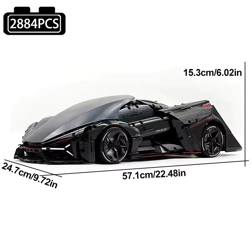 GULY 10644 Super-Rennwagen-Modell, Baustein-Set, 1:8, 2884 Teile - Bild 5