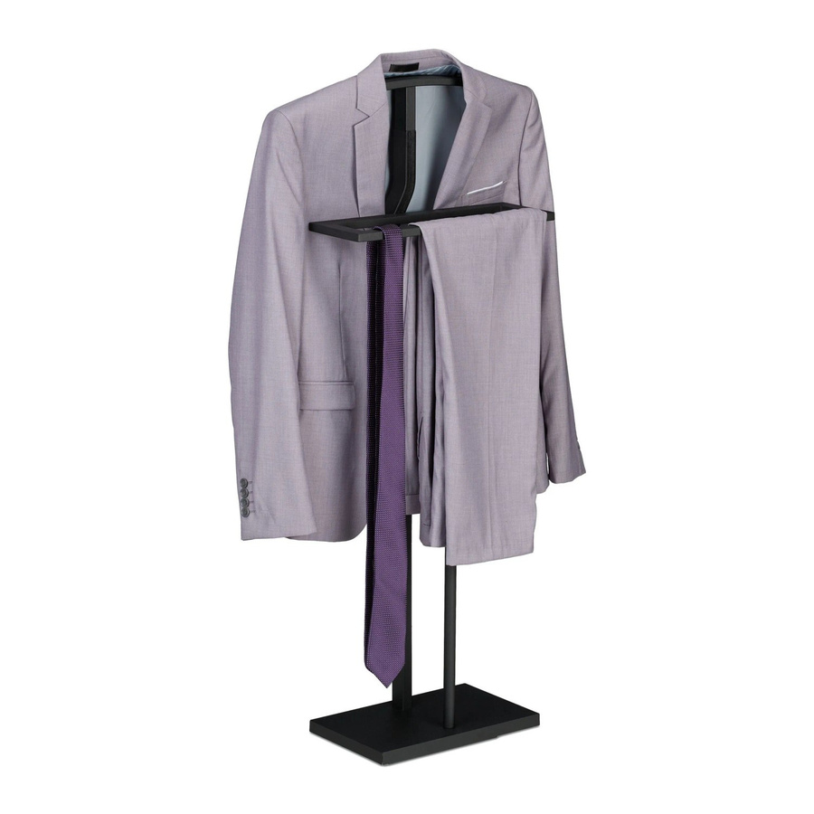 Relaxdays Herrendiener modern aus Stahl und MDF in Schwarz, freistehend und beschwert, H: 107 cm, B: 47,5 cm, T: 20 cm - Bild 2