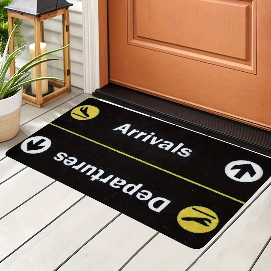 VIKAMA Minimalistischer Teppich mit Flugzeug- und Parkschild-Motiv in Schwarz, B/T: 60 x 40 cm - Bild 5