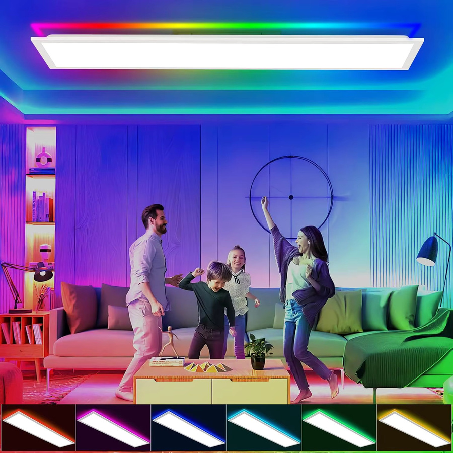 Oraymin LED-Panel-Deckenleuchte RGB, dimmbar mit Fernbedienung, 30W, 3300LM, Weiß, Breite: 100 cm - Bild 2