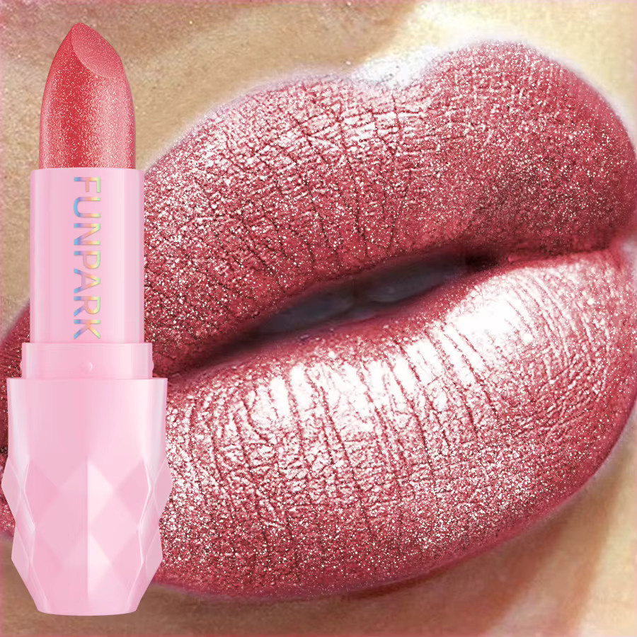 FUNPARK Metallischer Glitzer-Lippenstift, rot, rosa, feuchtigkeitsspendend - Bild 2