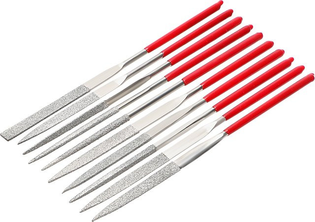 DIYWORK Mini-Nadelfeilen-Set MTS013, 10-teiliges diamantbeschichtetes Handwerkzeug für Keramik, Glas und Edelsteine, Durchmesser: 140 mm - Bild 1