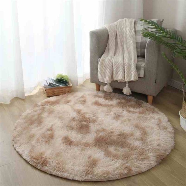 Runder Plüschteppich von ZZ HOME in Rot oder Beige, weich und flauschig, Durchmesser: 100 cm - Bild 1