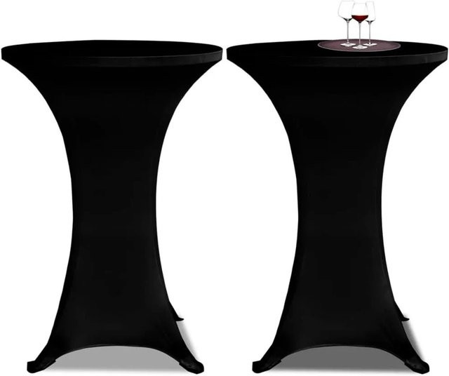2er Set DELUKE Stretch-Stehtischhussen AMAU in Schwarz, elastische Tischdecken für runde Stehtische mit Durchmesser: 80 cm - Bild 1