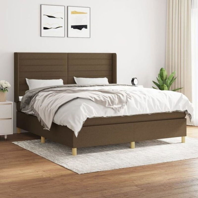 Vidaxl Boxspringbett mit Matratze aus Stoff in Braun und Weiß, B/T/H: 160 x 200 cm - Bild 1