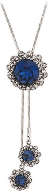 Lange Halskette Schneeflocke, Messing, Silber, Kristall, Damen, blau - Bild 1