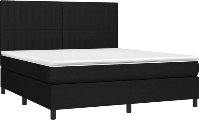 vidaXL Boxspringbett mit Matratze und LED-Unterbettbeleuchtung in Schwarz, Hybrid-Design mit Taschenfederkern, B/T: 180 x 200 cm - Bild 1