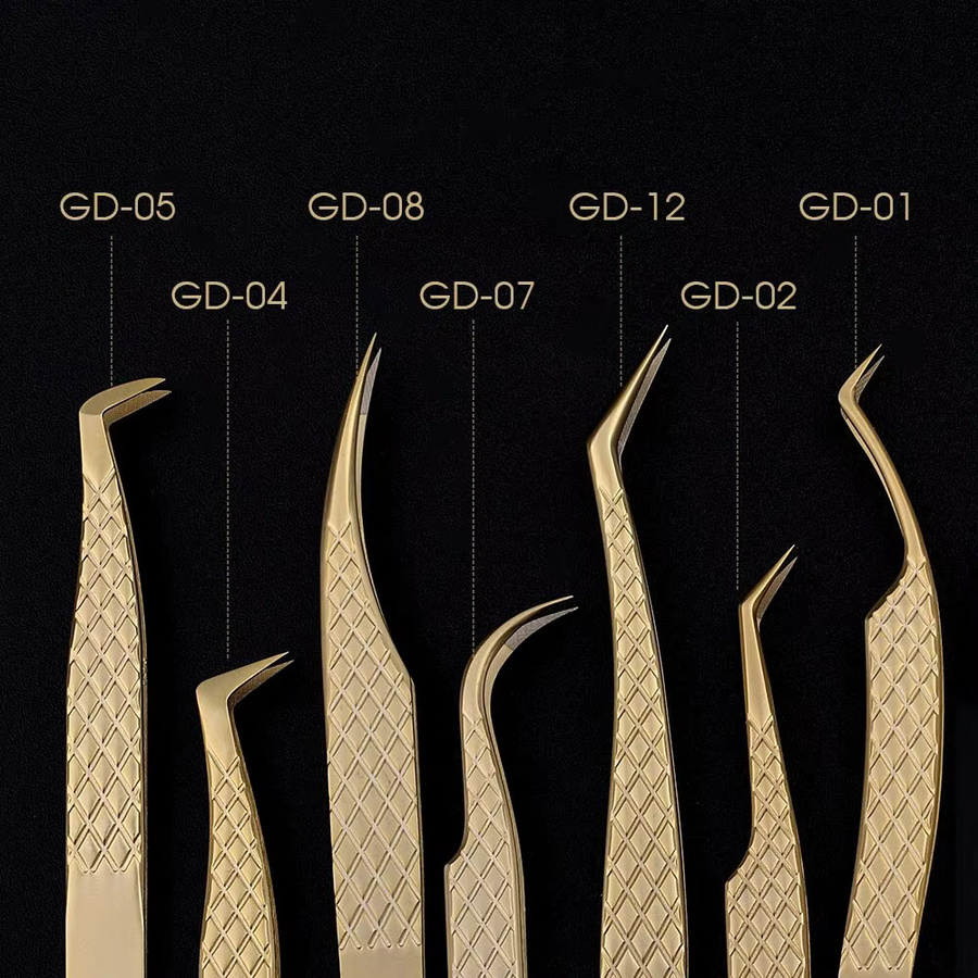 GEMERRY Wimpernpinzette für Faserspitzen, Edelstahl, Gold, Professionell - Bild 5