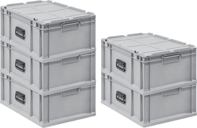 PROREGAL Spar Set 5x Eurobox Nextgen Portable Transportbehälter Grau H x B x T: 23,5 x 40 x 60 cm, 44 Liter - Bild 1