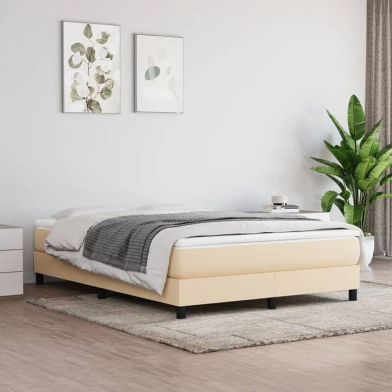 vidaxl Boxspringbett aus Stoff und Holzwerkstoff in Beige, B/T/H: 140 x 200 cm - Bild 1