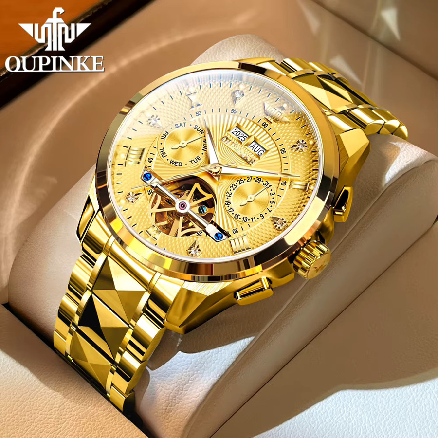 OUPINKE Armbanduhr, Automatik, Edelstahl, Gold, Herren - Bild 3