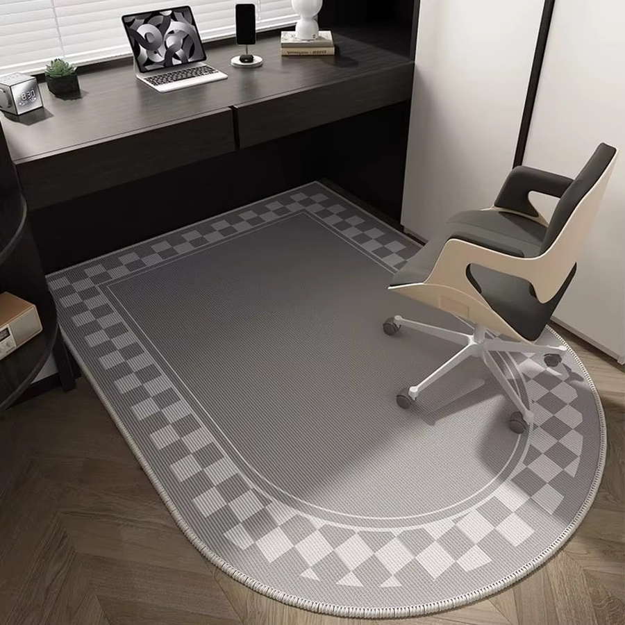 VIAMA Ovaler Teppich in Grau für Schlafzimmer und Home Office mit Anti-Rutsch-Funktion, B/T: 90 x 60 cm - Bild 1