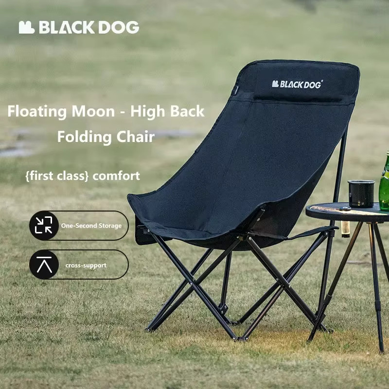 BLACKDOG Outdoor-Klappstuhl in Schwarz mit Polsterung und Kreuzstütze für Camping und Angeln - Bild 5