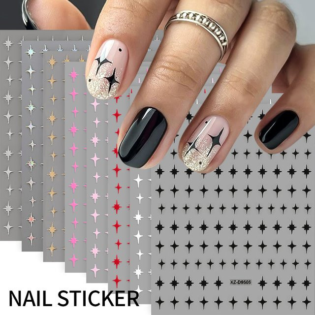 MAFANAILS Nagel Aufkleber, 3D Y2K Vierzackiger Stern, 8 Farben, 8 Teile - Bild 1