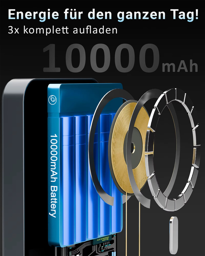 GreenHec 25W Powerbank mit 10.000 mAh, MagSafe-kompatibel und 2-in-1 Dual Charging für kabelloses Laden - Bild 3