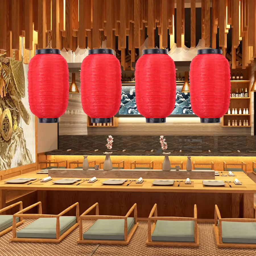 Japanische Papierlaterne im orientalischen Stil für Outdoor-Bereich, Bar und Sushi-Restaurant, Farbe: Schwarz und Rot - Bild 2